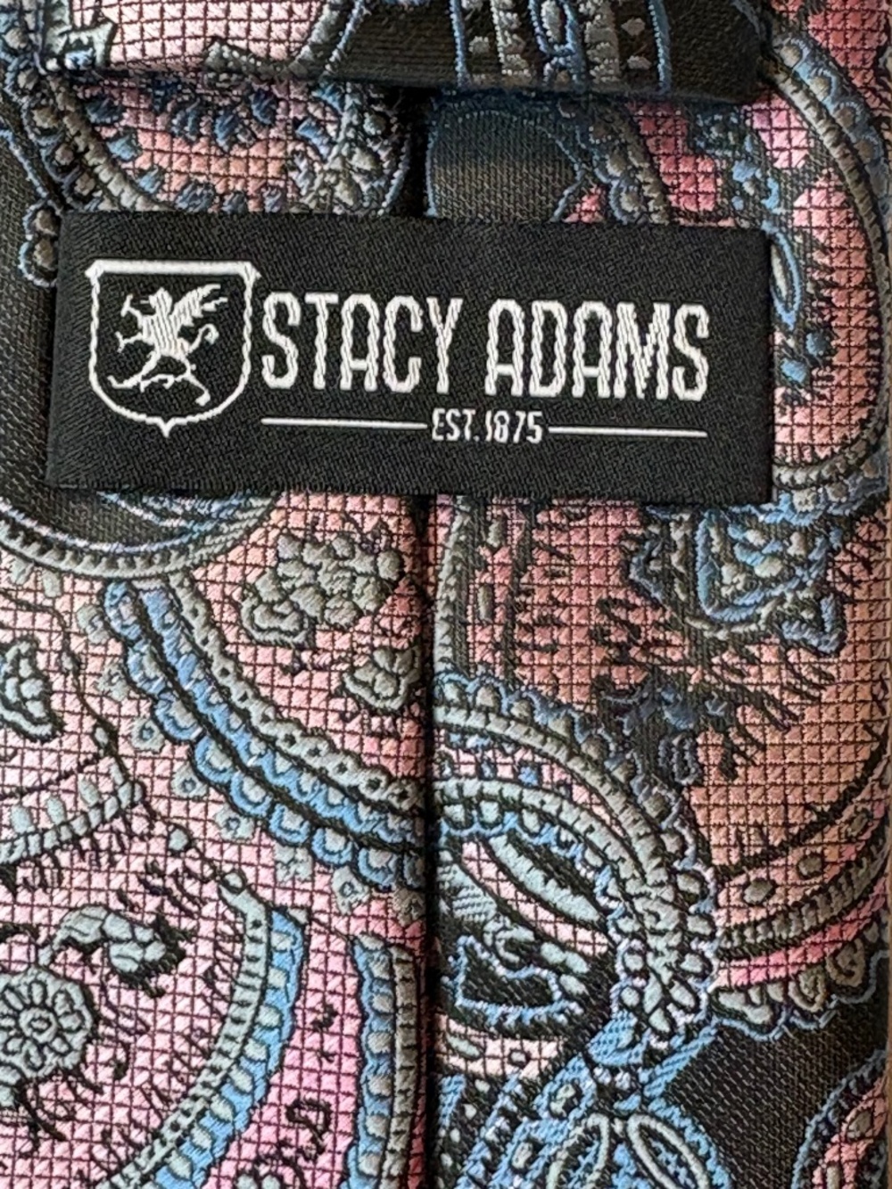 Stacy Adams Men’s Paisley Necktie Pink Powder Blue Black Microfiber